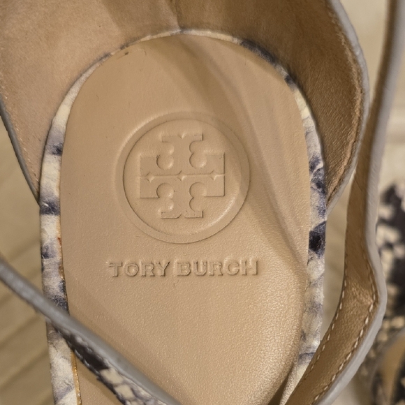 Tory Burch Black and White Snakeskin Heels - Picture 2 of 16